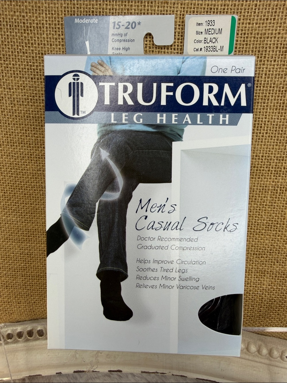 TruForm Men's Casual Compression Socks - Black